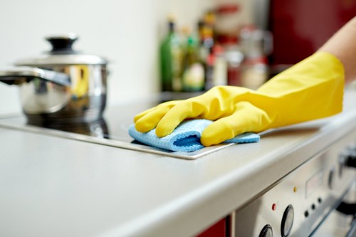 Cleaner working in a flat in E11 with shared access