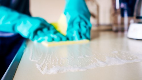Manager assessing a carpet cleaning complaint