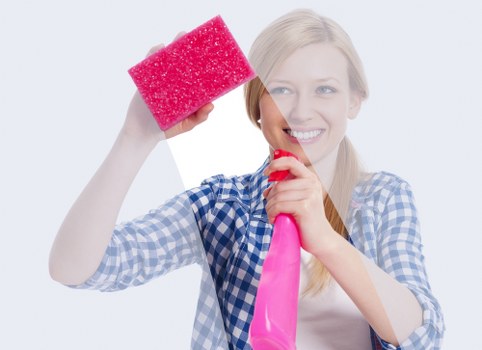 Domestic cleaning tasks in an E11 kitchen and living space