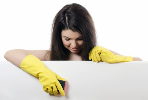 Office cleaners working in a mixed-use E11 building
